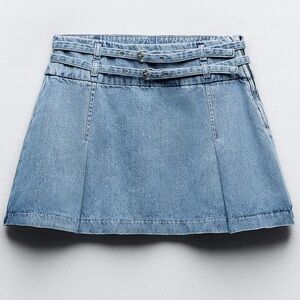 Zara Belted Mini Skirt - Denim